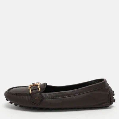 Pre-owned Louis Vuitton Brown Leather Oxford Loafers Size 36