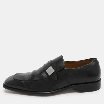 Pre-owned Louis Vuitton Black Damier Embossed Leather Loafers Size 41