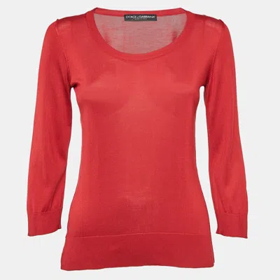 Pre-owned Dolce & Gabbana Red Jersey Full Sleeve Round Neck Jumper S