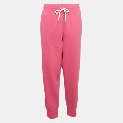 Pre-owned Polo Ralph Lauren Pink Logo Embroidered Cotton Blend Knit Trackpants Xl