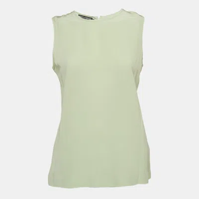Pre-owned Dolce & Gabbana Green Silk Sleeveless Top S