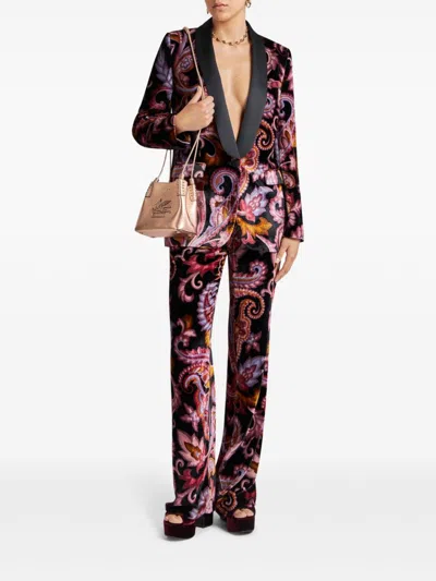 Etro Velvet Jacket With Print In Pink