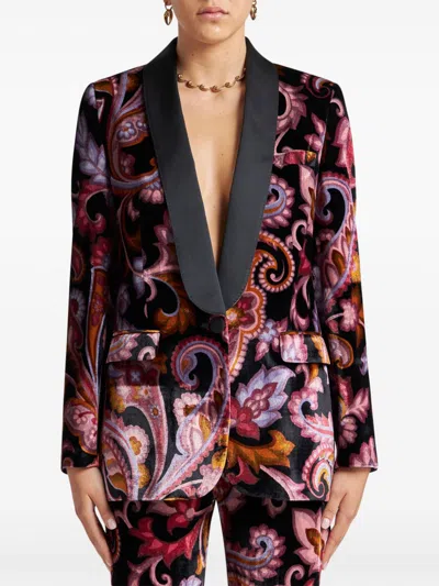 Etro Velvet Jacket With Print In Pink