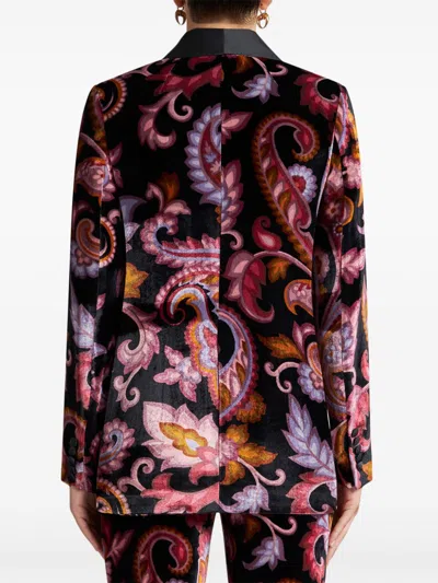 Etro Velvet Jacket With Print In Pink