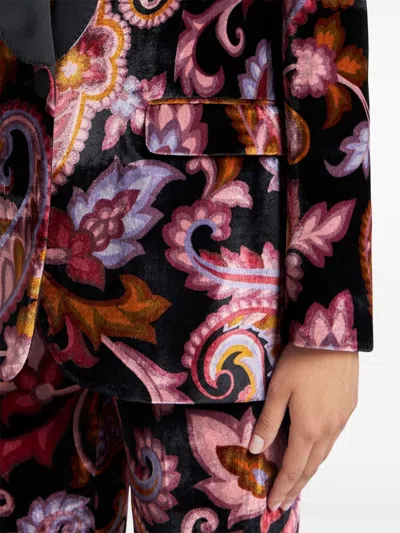 Etro Velvet Jacket With Print In Pink