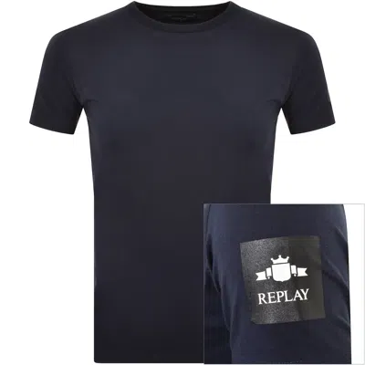 Shop Replay Logo T Shirt Navy