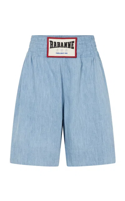 Shop Rabanne Boxy Cotton Shorts In Light Blue