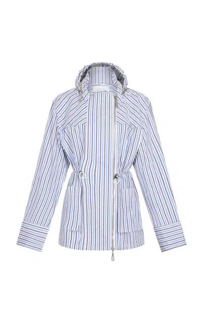 Rabanne Cotton Poplin Jacket W/hood In Stripe