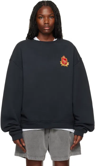 RHUDE BLACK 'RHUDE' CREST CREWNECK SWEATSHIRT 