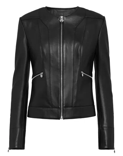 Philipp Plein Leather Jacket In Black