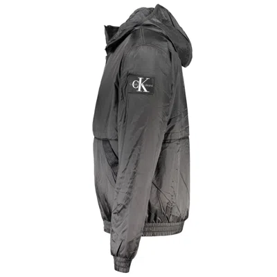 Calvin Klein Sleek Black Hooded Jacket With Contrasting Details In Black