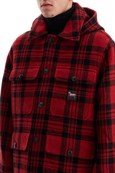 Shop Woolrich Plaid Cruiser Hooded Jacket In Red