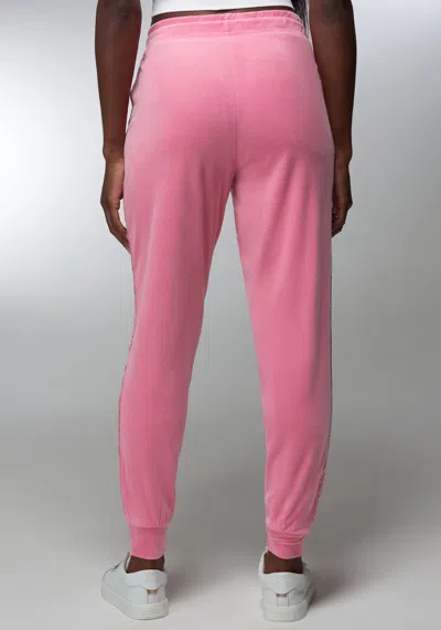 Bebe Rhinestone Detail Velour Jogger In Pink Taffy