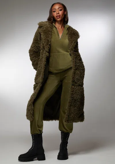Bebe Micro Cord Flare Pant In Army Green