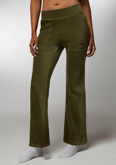 Bebe Micro Cord Flare Pant In Army Green