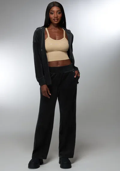 Bebe Velour Corded Wide Leg Pant In Black