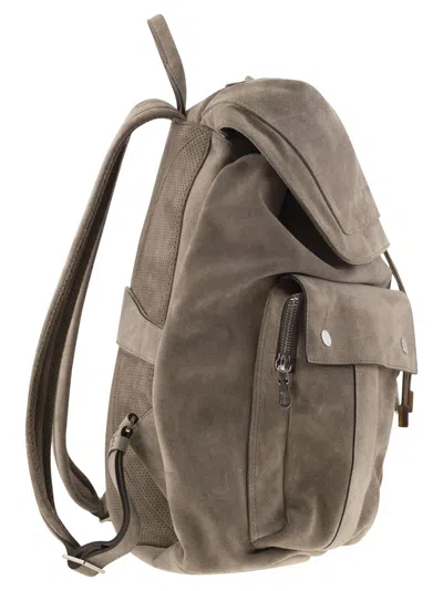 Shop Brunello Cucinelli Suede Backpack