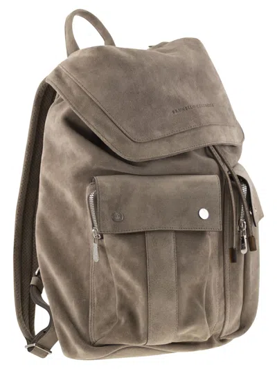 Shop Brunello Cucinelli Suede Backpack