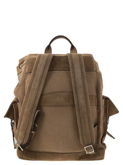 Shop Brunello Cucinelli Suede City Backpack