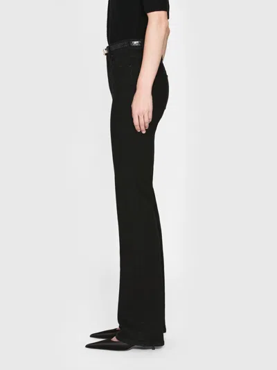 Frame Le Low Baggy Wide Leg Trimmed Jeans Pants In Black