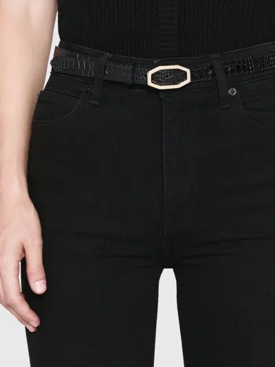 Frame Le Low Baggy Wide Leg Trimmed Jeans Pants In Black