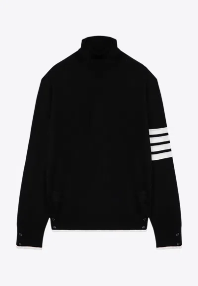 Shop Thom Browne 4-bar Stripes High-neck Wool Sweater In Black