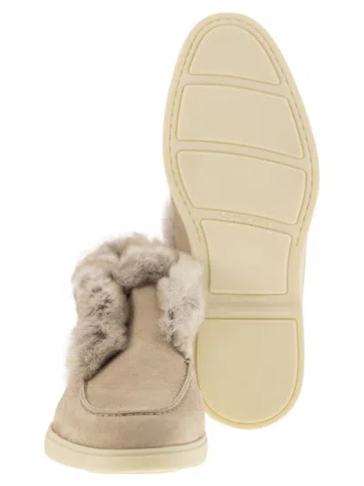 Santoni Desert Boot In Nubuck With Fur