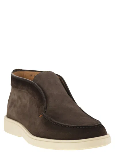 Santoni Suede Detroit High-top Loafers