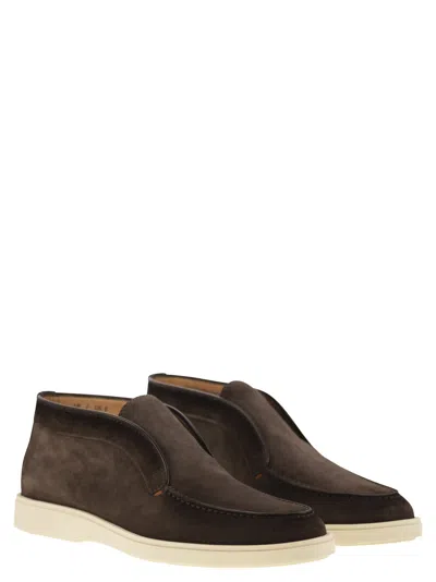 Santoni Suede Detroit High-top Loafers