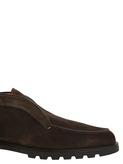 Santoni Slip-ons Desert Suede Loafers Rubber Sole In Brown