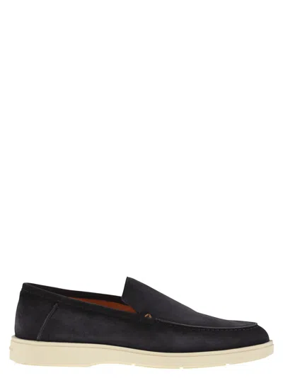 Shop Santoni Suede Moccasin