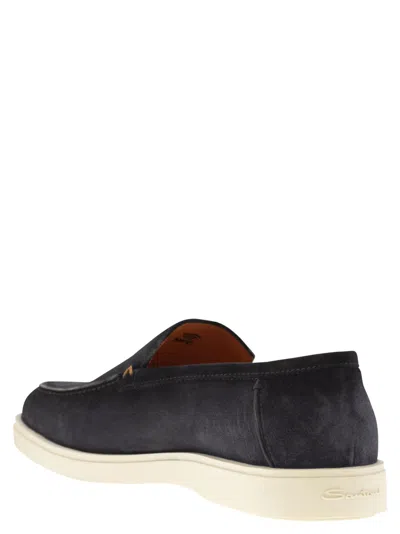 Shop Santoni Suede Moccasin