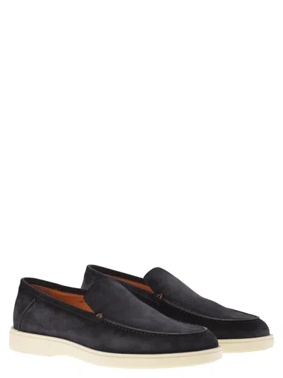 Shop Santoni Suede Moccasin