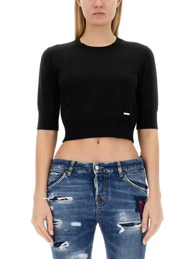 Shop Dsquared2 Dsquared Women Cropped Shirt In Black