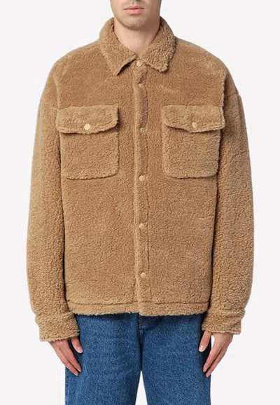 Palm Angels Camel Bear In Mind Overshirt In Camel