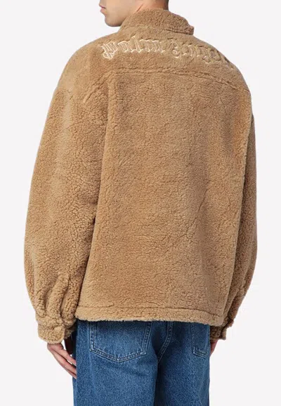 Palm Angels Camel Bear In Mind Overshirt In Camel