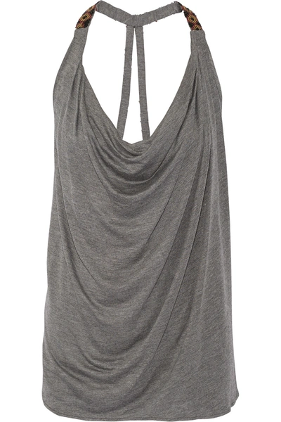 Haute Hippie Draped Embellished Jersey Top