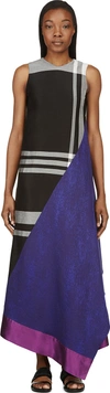 DAMIR DOMA Grey Colourblocked Side-Drape Dress