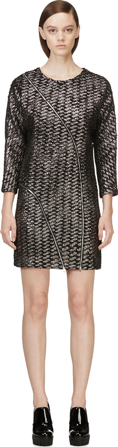 Jay Ahr Black & Silver Metallic Tweed Dress