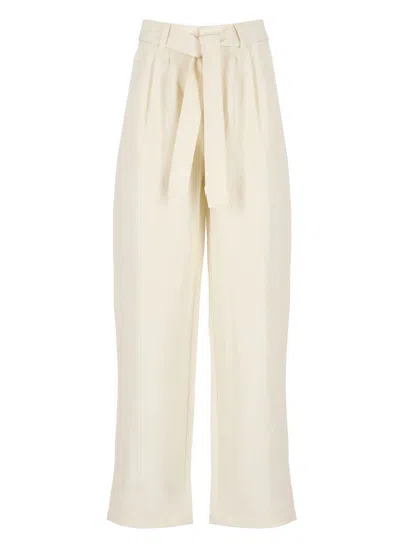 Woolrich Linen And Cotton Pants In Plaster White