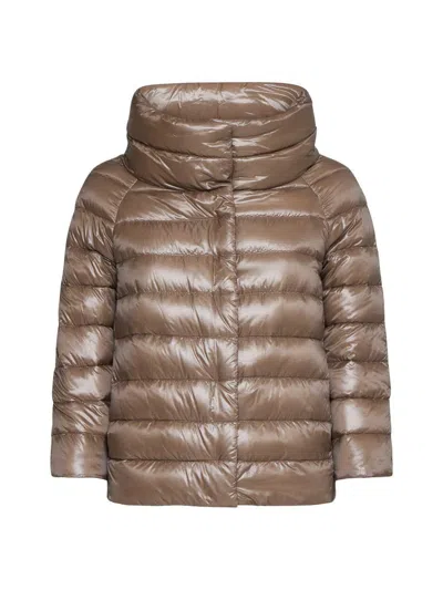 Herno Quilted Padded Jacket With Logo In Grey