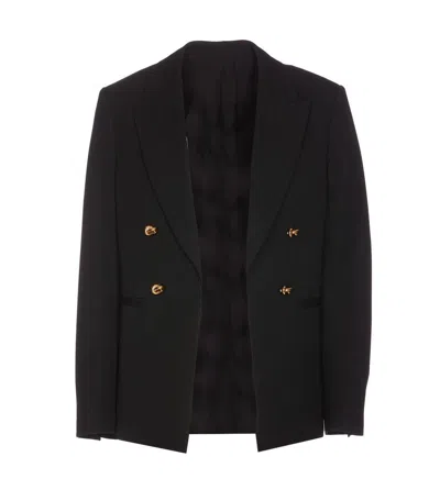Bottega Veneta Double-breasted Twill Jacket In Black