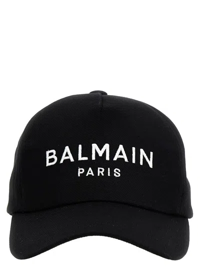 Balmain Logo-embroidered Baseball Cap In Noir/blanc