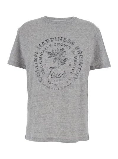 Golden Goose Gray Cotton Graphic Print T-shirt In Grey
