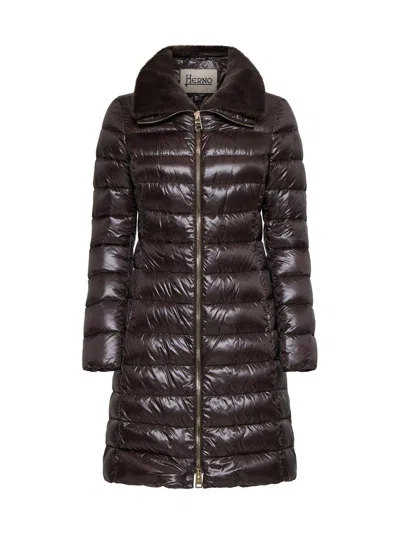 Herno Quilted Down Jacket In Brown