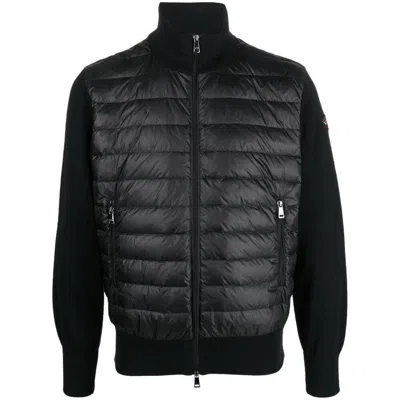 Paul & Shark Padded-panel Knitted Jacket In Black