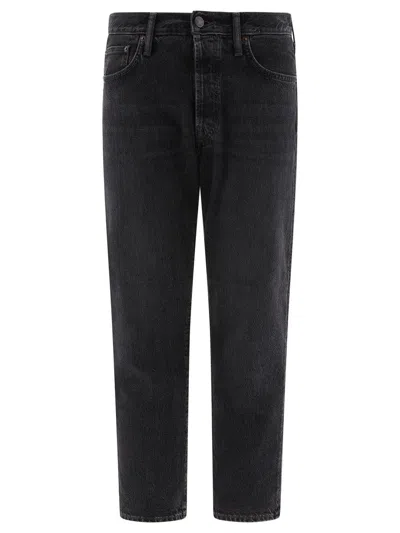 Acne Studios Distressed Organic High-rise Wide-leg Jeans In Black