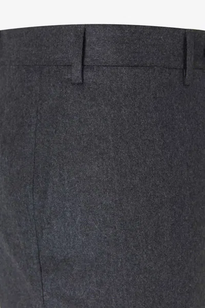 Shop Canali Formal Wool Trousers In Coal Grey