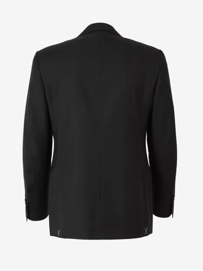 Shop Canali Wool Suit In Black