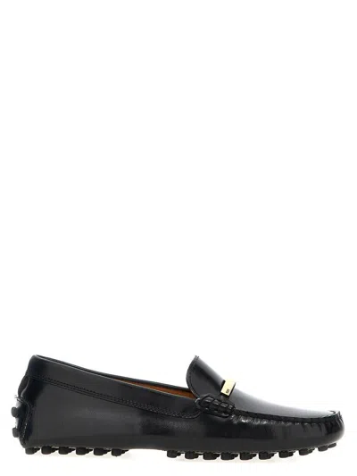 Tod's Loafers With Golden Detail And Gommino Sole In Black